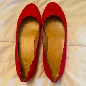 Red scalloped J. Crew flats